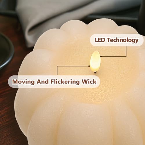 Fall Decorations for Home - Flickering Flameless Wax Pumpkin LED Candle - Image 3
