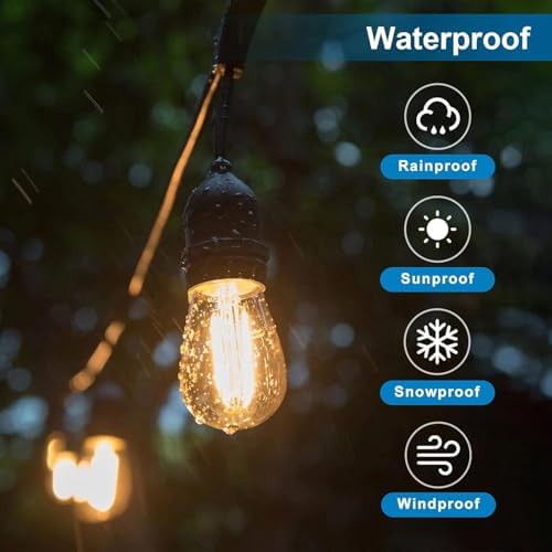 Outdoor String Lights 12FT with 5 Shatterproof S14 LED Bulbs - Image 2