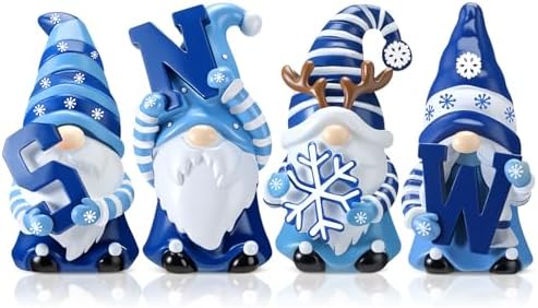 4 Pcs Resin Winter Snow Gnome Figurines Decoration by ShinyRelief