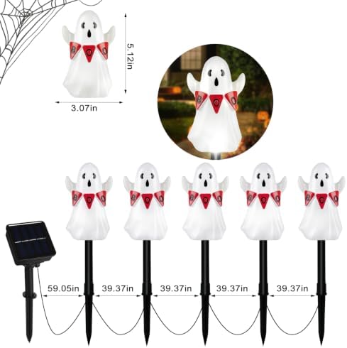 10 Pack Solar Halloween Ghost Pathway Lights, 3D Solar Lights - Image 3