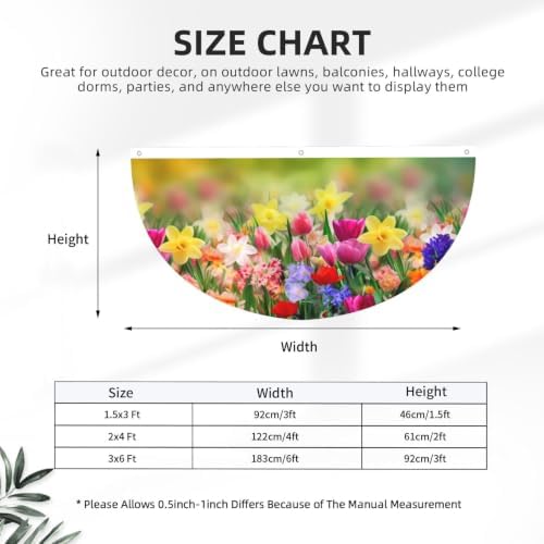 Spring Flowers Butterfly Semicircular Hanging Decorative Bunting Flag 2pcs - Image 3