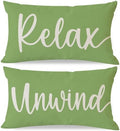Throw Pillow Covers 12x20 Inch Set of 2 Relax Unwind, Apple Green by HERHOME
