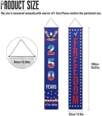 doginthehole 4th of July Decorations America 250th Anniversary Porch Banners, Freedom Eagle Door Banners 1776-2026 Patriotic Flag Decorations, Independence Day Hanging Porch Signs - Image 4