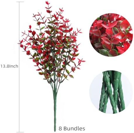 RECUTMS Ferns Artificial Plants Artificial Plants & Greenery Red Eucalyptus - Image 2
