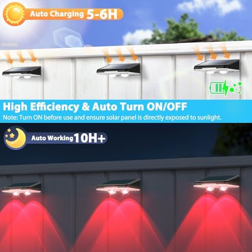Brightever Solar Fence Lights Black 8-Pack, Color Changing & 7 Fixed Color - Image 5