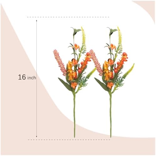 Egolot Fall Orange Yellow Forsythia Flowers Picks with Orange Gradient Berries Set for Indoor Outdoor Centerpieces, Autumn Flower Picks Bouquet for Indoor Outdoor Vase Home Decor - Image 5