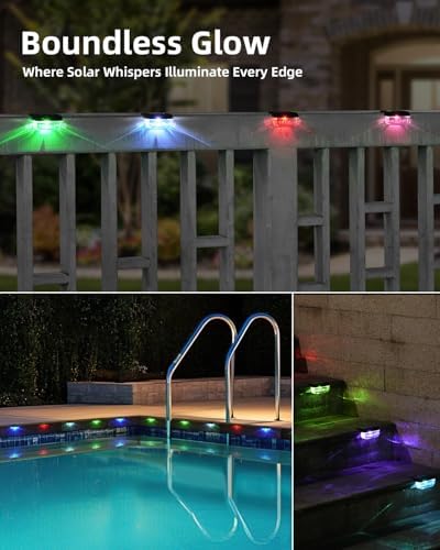 Herzila 16 Pack Solar Fence Lights, RGB Color Changing Christmas Fence Solar Light, Waterproof Deck Lights for Step, Stair, Pool and Yard - Image 6