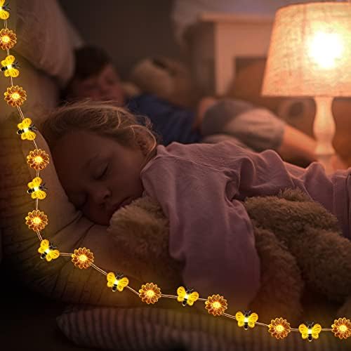 Zhanmai 2 Pcs Bee String Lights Decor 20ft Honeybee Fairy Lights with 60 LED Bulb Battery Operated Bee Tree Decorative for DIY Bedroom Patios Summer Party Indoor Outdoor Wedding Camping - Image 5
