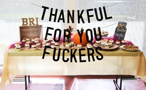 Thanksgiving Decorations, Friendsgiving Decorations, Friendsgiving Banner, Thanksgiving Banner for Mantel Font Porch, Glitter Thankful for You Fall Party Decorations for Indoor Home (Pre-Assembled) - Image 2