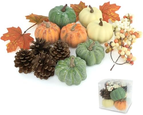 Ghrdopy 15 PCS Mini Pumpkin Decor - Plastic Pumpkins Fall Decor for Halloween Thanksgiving Artificial Pumpkins Fall Home Decor by Ghrdopy
