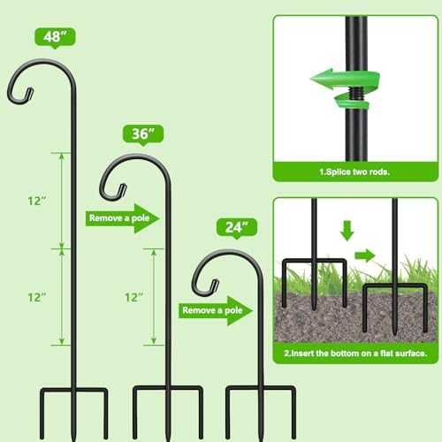 FEED GARDEN 48 Inch Small Shepherd Hooks for Outdoor, Garden Hook for Lanterns, Sheperd Hooks for Hanging Plants, Bird Feeders, Solar Lights, Mason Jars, Weddings Decor, 4 Pack - Image 5
