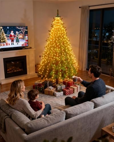 Christmas Tree Lights, 400 LED Cascading Twinkle Waterfall Lights with 8 Light Modes & Memory Function, 6.6FT x 16 Lines Outdoor Xmas Light for Christmas Tree Toppers Decoration - Warm White - Image 7