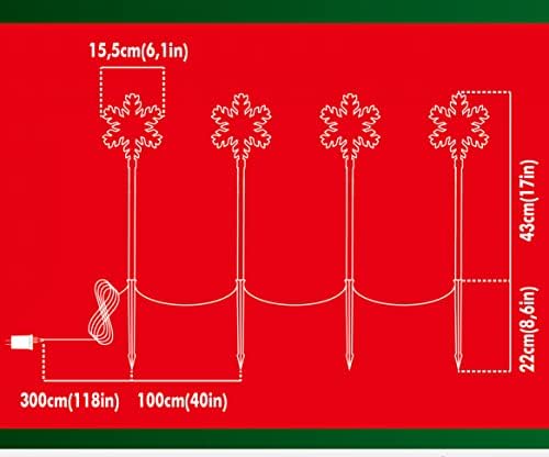 LAMPHOME Shooting 17" 568LED Snowflake Lawn Stake Light Super-Bright White and Blue 4 Stakes Total Christmas Outdoor Decoration with UL Standard Adaptor for Outdoor Pathway Lawn Holiday Party Home - Image 6