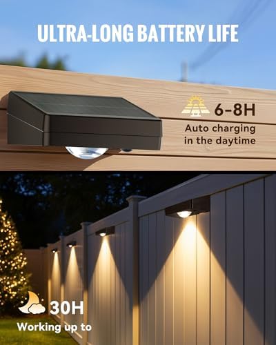 Solar Fence Lights Outdoor Waterproof, 12 Pack Fence Light Solar Powered - Image 2