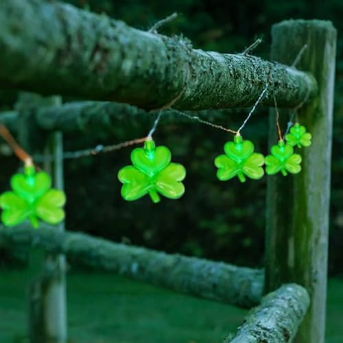 LED Shamrock String Lights Outdoor, 8.5Ft St. Patrick's Day Decorations Lights with 10 Green Clover Light, Plug in Shamrock Fairy Light for Indoor Outdoor St. Patrick's Day Party Irish Window Garden - Image 4