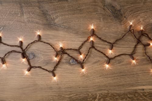 612 Vermont 50 Clear Incandescent Christmas String Lights Brown Wire Cord - Image 7