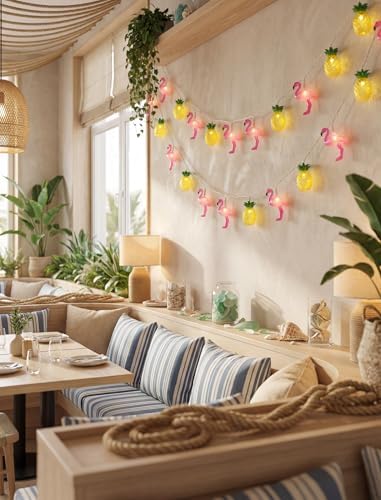 8.5FT Flamingo Pineapple Summer String Lights, Boho Tropical Tiki Summer Decorative String Lights with 10 LED Bulbs, Connectable Outdoor Indoor Decor for Hawaiian Luau, Pool Party, Patio, Beach - Image 7