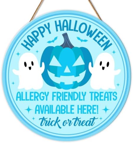 Halloween Teal Pumpkin Decor Happy Halloween Door Sign for Front Door by Unknown