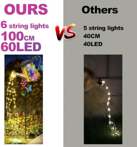 Solar Lights Outdoor Decorative, Watering Can with Cascading Lights - Image 4
