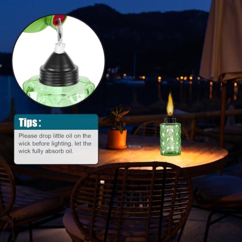 Glass Table Top Torch, Outdoor Torch Canisters 12 oz,Refill Canister with Wicks and Covers, Patio Metal Torch for Luau Party, DIY Garden Decor (4 Packs) (Green) - Image 5