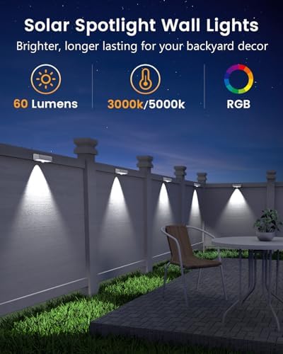 JOFIOS Solar Fence Lights Outdoor, 12 Pack, 50LM Ultra Bright, 10 Colors & 12 Lighting Modes Solar Deck Lights, IP65 Waterproof, Dusk-to-Dawn Solar Powered Fence Light for Patio, Railing (White) - Image 2