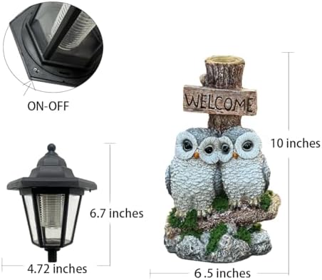 Solar Owl Garden Statue Owl Welcoming Sign Outdoor Garden Decor - Image 4