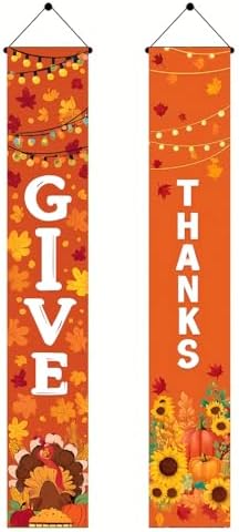 BlissYard Give Thanks Door Banner 12 x 71 Inch Thanksgiving by BlissYard