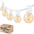 Outdoor Globe String Lights White - G40 Outdoor Lights Patio String Lights Linkable Waterproof with 27 Shatterproof Clear Bulbs(2 Extra) for Wedding Party Pergola Gazebo Lights by Meidaoduo