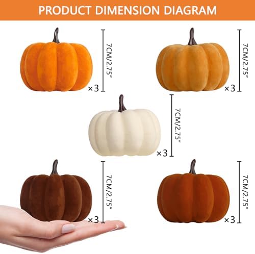 RoseCraft 15PCS Fall Pumpkins for Indoor Autume Thanksgiving Home Decor - Image 2