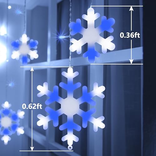 Christmas Snowflake Lights Outdoor, 17.22ft 264 LED Snowflake Icicle Lights with 22 Drops, 8 Modes connectable Christmas Light Waterproof for Eaves, Garden, Indoor & Outdoor Xmas Decor (White & Blue) - Image 4