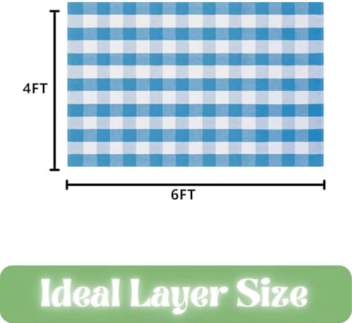 Ckorzen Blue and White Plaid Rug, 4' x 6' Spring Outdoor Front Porch Door Decor Mat, Washable Cotton Woven Farmhouse Area Rug for Layered Door Mats Carpet, Entryway, Easter Décor - Image 2