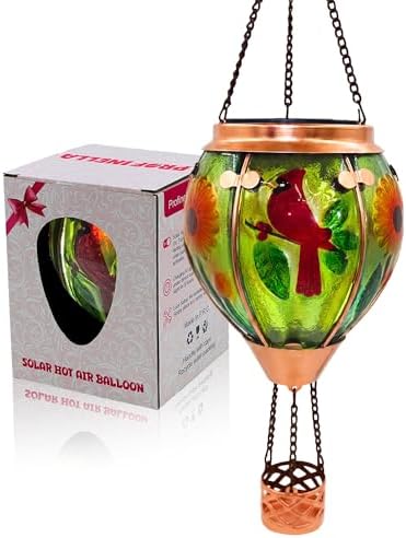 Glass Hot Air Balloon Solar Lantern with Flame by TEYIGARDEN