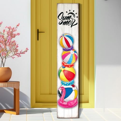Summer Welcome Porch Sign, 47" H Beach Balls Front Door Decor - Image 2
