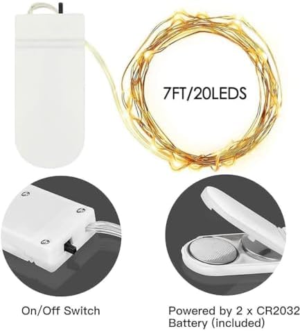 24 Pack Fairy Lights Battery Operated 7FT 20 LED String Lights Warm White - Image 6
