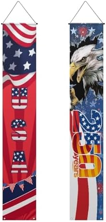 doginthehole 250th Anniversary USA Door Banner Patriotic Bald Eagle 250 Years Porch Sign Memorial Day American Flag Front Door Decorative Hanging Banner 2pcs USA Decoration Home Outdoor Yard Decor - Image 5