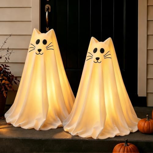 2 Packs Spooky Ghost Halloween Cat Decor Indoor for Birthday Party by Zesua