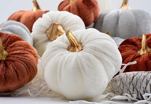 Thanksgiving Velvet Pumpkins, 18 PCS Fall Table Decorations for Home, Artificial Pumpkins Set for Fall Autumn Harvest, Thanksgiving, Wedding - Image 4