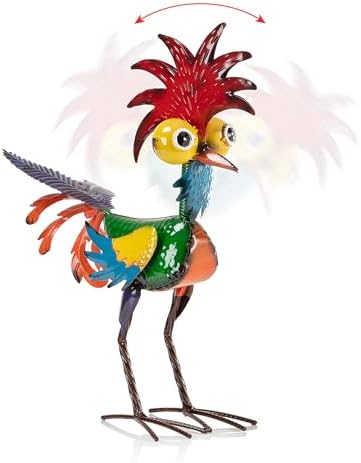 Alpine Corporation | 18" Tall Wacky Metal Rooster Yard Statue – Colorful Indoor/Outdoor Farm Animal Décor for Garden, Patio, Lawn, or Porch by Unknown
