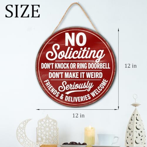 No Soliciting Wood Sign for House Front Door, Don't Knock or Ring Doorbell House Welcome Sign - Image 6