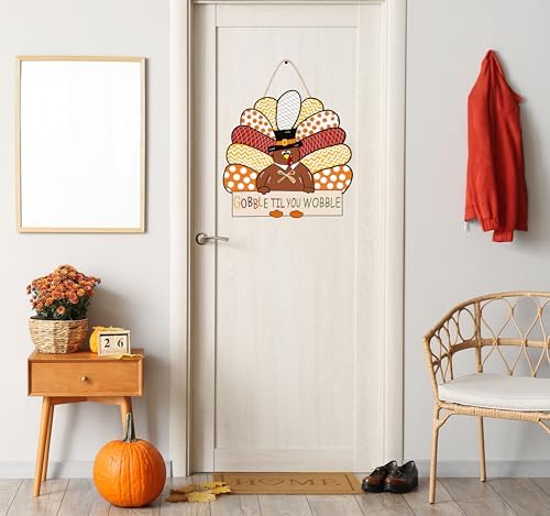 CYNOSA Thanksgiving Wreath for Front Door Turkey Door Hanger Gobble Sign Thanksgiving Turkey Outside Door Decorations - Image 7