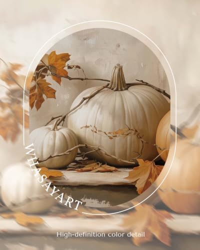 WHASAYART Vintage Pumpkin Thanksgiving Wall Art 16x20 Framed Canvas Print with Fall Leaves, Rustic Autumn Season Painting, Cozy Harvest Dining Room Kitchen Farmhouse Decor - Image 4