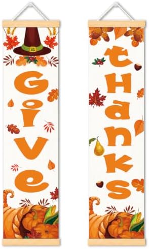 Give Thanks Door Banner Set of 2, Thanksgiving Porch Decor for Home by Unknown