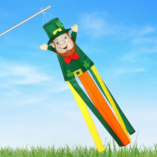 NOVWANG St. Patricks Day Windsock, 40 Inch 3D Irish Festival Windsock St. Patrick's Day Outdoor Hanging Windsocks Decorative for Balcony Yard Lawn Patio Garden by NOVWANG