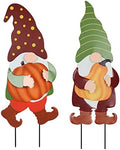 YEAHOME Fall Decorations for Home Outdoor, 2 Pack 25" Decorative Garden Stakes with Gnomes Pumpkin for Fall Decor, Metal Yard Signs for Outside Garden Lawn Porch Patio Thanksgiving Decorations by YEAHOME