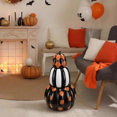 Wesiti 1 Pcs 21.3 Inch Large Fake Outdoor Stacked Pumpkins for Front Porch - Image 6