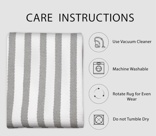 IOHOUZE 2x4.3 Striped Outdoor Door Mat, Washable Porch Rug, Grey White - Image 3
