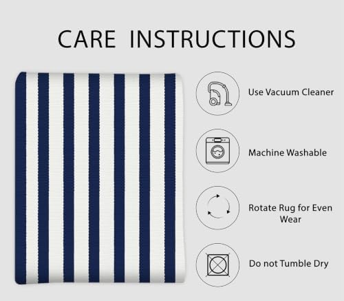 IOHOUZE 2.3x3.6 Striped Outdoor Doormat, Washable Door Rug, Navy White - Image 5