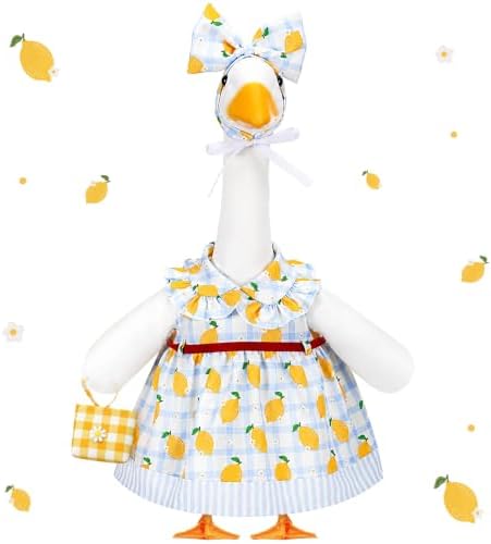 23 In Summer Porch Goose Outfit with Basket for Lawn Decor by Locmeo