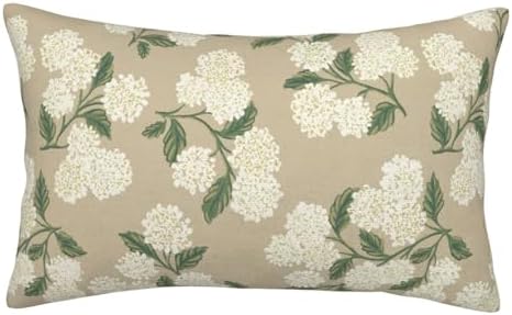 Beige Spring Pillow Covers 12x20 Inch 2 Pcs Khaki Green Hydrangea Flower Decor Throw Pillows Vintage Floral Seasonal Summer Outdoor Decoration Pillowcase Linen Cushion Cover for Couch Sofa - Image 7