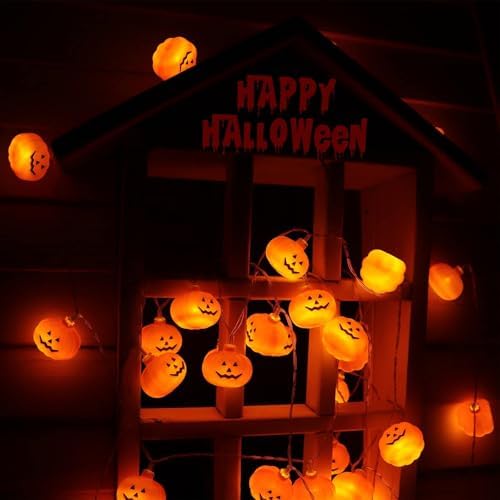 Runleo Halloween Decorations Pumpkin String Lights Battery Operated - Image 2